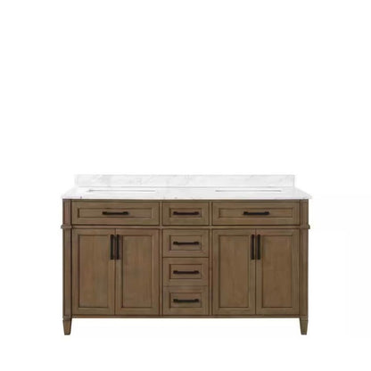 Home Decorators CollectionCaville 60 in. W x 22 in. D x 34 in. H Double Sink Bath Vanity in Almond Latte