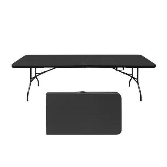 8 ft. Folding Table, Portable Plastic Table for Camping, Picnics, Parties, High Load Bearing Foldabl